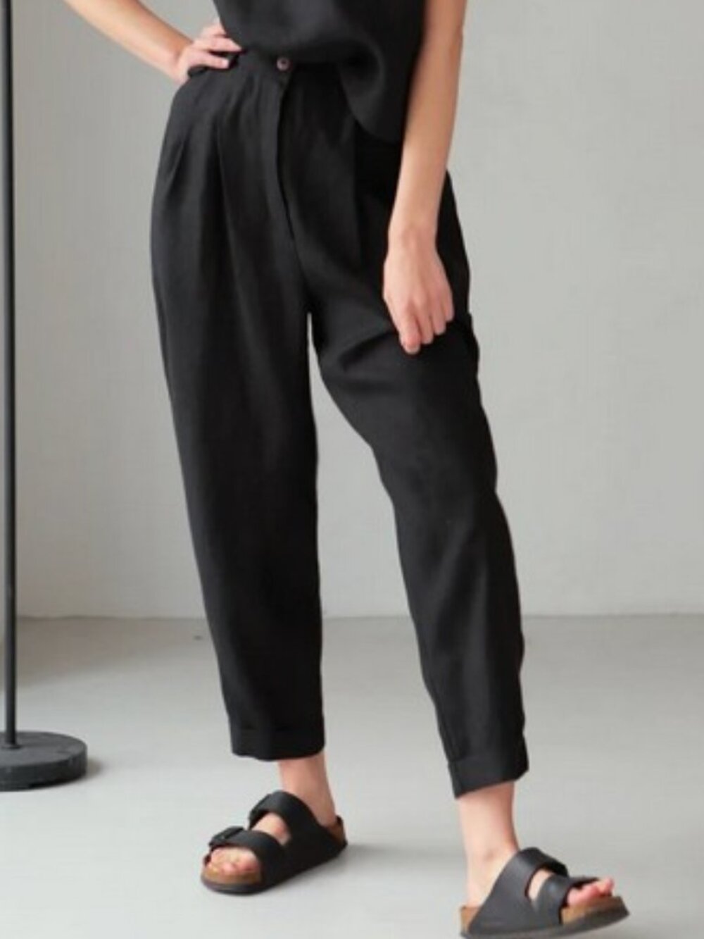 Black Ficus Linen Pants